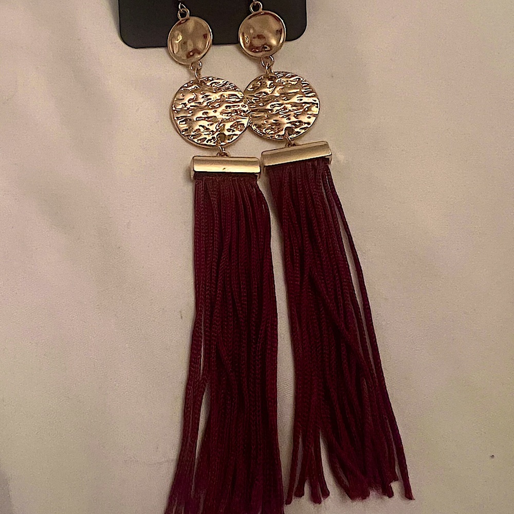 New Gold and Burgundy Paparazzi Earrings
